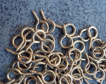 198pcs 15mm x 8mm bails tiny eye screws color silver e3