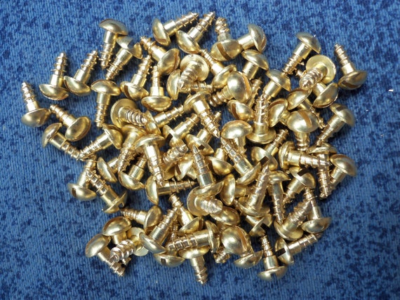 Viti Per Legno In Ottone Massiccio #8 X 3/4 Di Pollice, Testa Tonda E Scanalata - Confezione Da 500 Pezzi