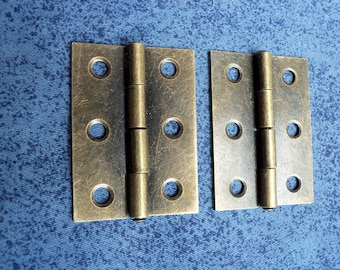 2 pcs   decorative hinges 51mm x 38mm metal  color antique brass p96