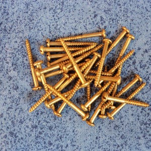 Miniature Hardware Parts Pack DIN 96  Small 2,5x25mm solid brass wood screws with slotted round head