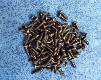 100 steel screws for wood with with a semicircular head color antique brass 3 mm x 12 mm