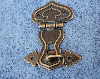 1 pcs 45mm x 63mm metal latches for box lock  color antique brass  n21