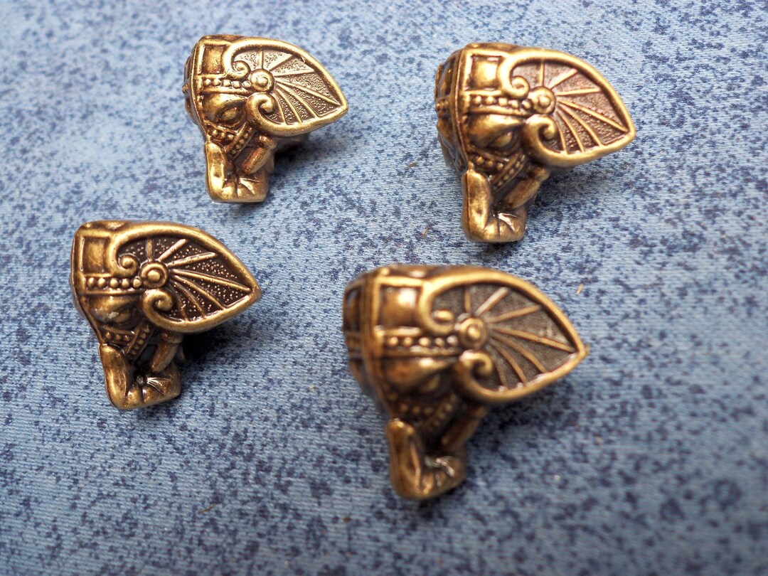 4pcs 23mm X 28mm Plastic Box Feet Elephant Color Antique Brass Legs
