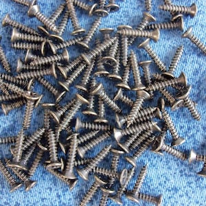 miniature hardware parts pack of 100 small  tapping wood screws  color antique brass