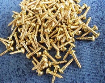 Miniature Hardware parts pack DIN 96  Small 2x10 mm solid brass wood screws with slotted round head