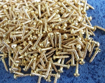 Miniature Hardware Parts Pack DIN 96  Small 1,6x8mm solid brass wood screws with slotted round head.