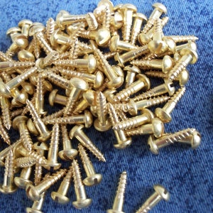 Miniature Hardware Parts Pack  Small 2,5x10 mm solid brass wood screws with slotted round head