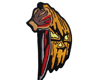 Halloween-film-slasher-pumpa med kniv-patch \ Emblem \ Märke \ Applikation
