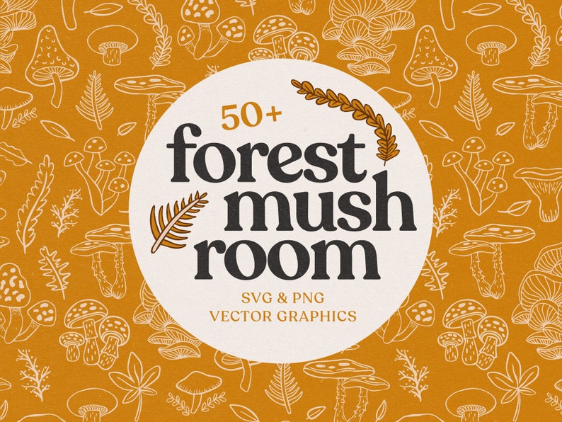 Forest Mushroom SVG Vectors, PNG, JPG, Pattern, Seamless, Clip Art ...