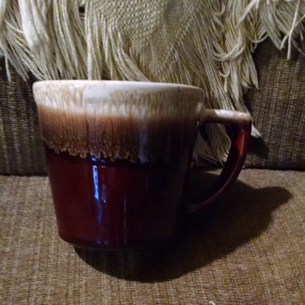 Vintage, Collectible,  McCoy Pottery, Made in USA, Brown drip glaze coffee cup, mug.