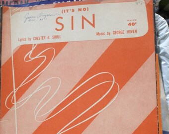 Sheet Music, Its No Sin, Vintage Folio