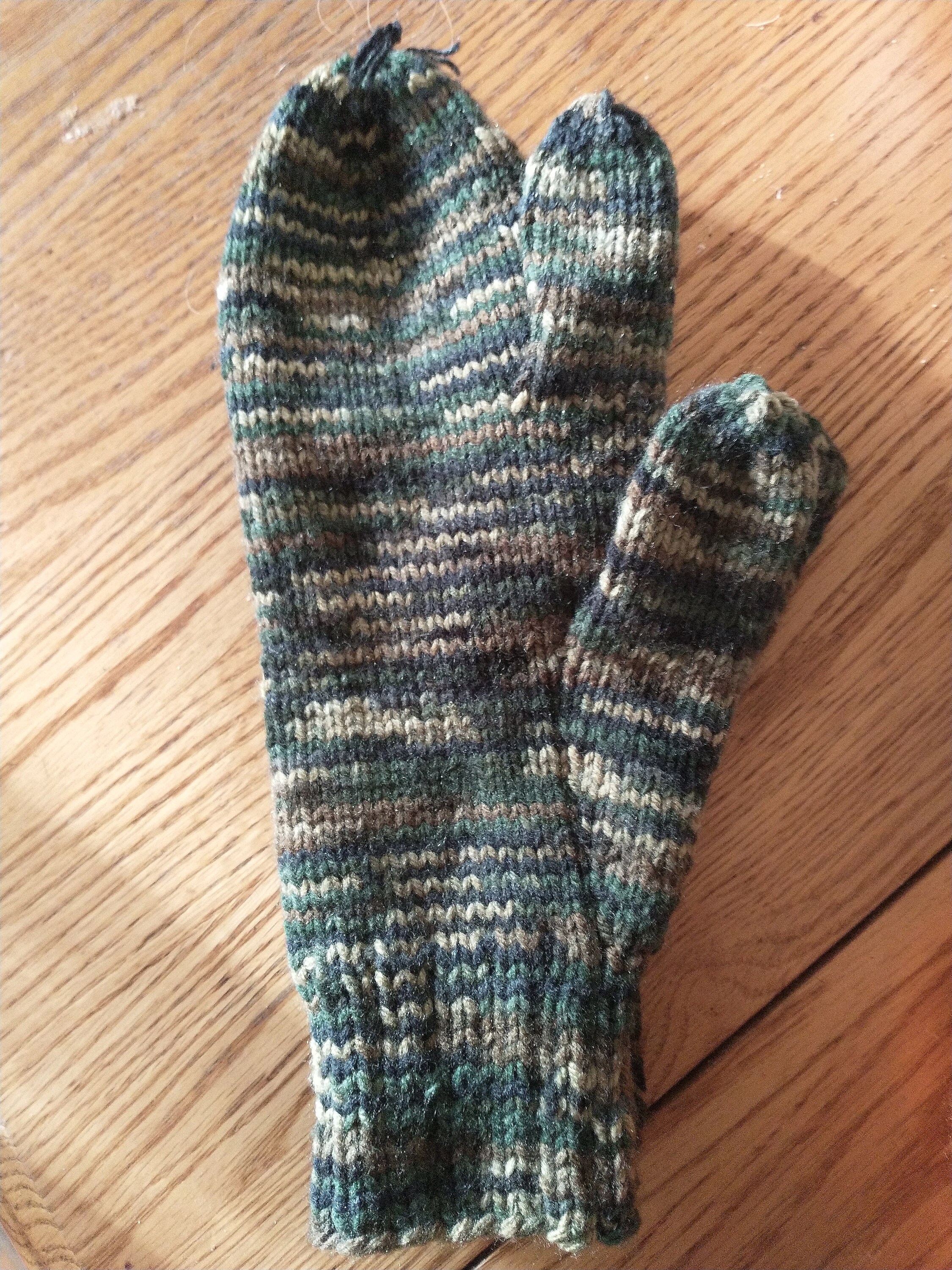 Left Mitten Hand Knit, Left and Right, Fingered, Men's Mittens, Trigger Finger ...