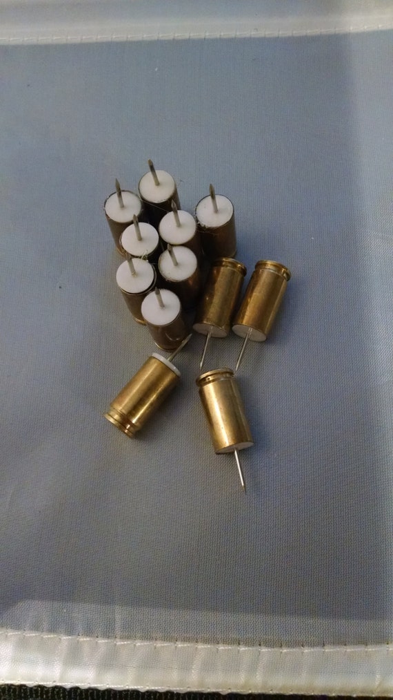 Fired Bullets, 12 Push Pins, 9mm Bullet Shell, Push Pins, Thumb Tacks, Free  Shipping 
