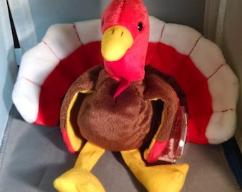 Ty, Thanksgiving, Fall, Beanie Baby, Beanie Babies, Gobble, Turkey, Thanksgiving Beanie, Vintage. Collectible, Free Shipping