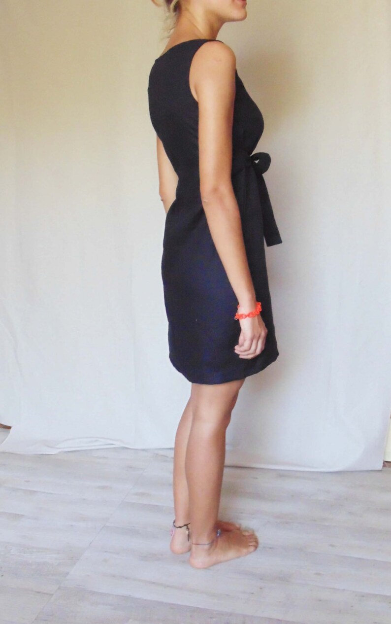 Little black dress short dress linen clothing day dress | Etsy