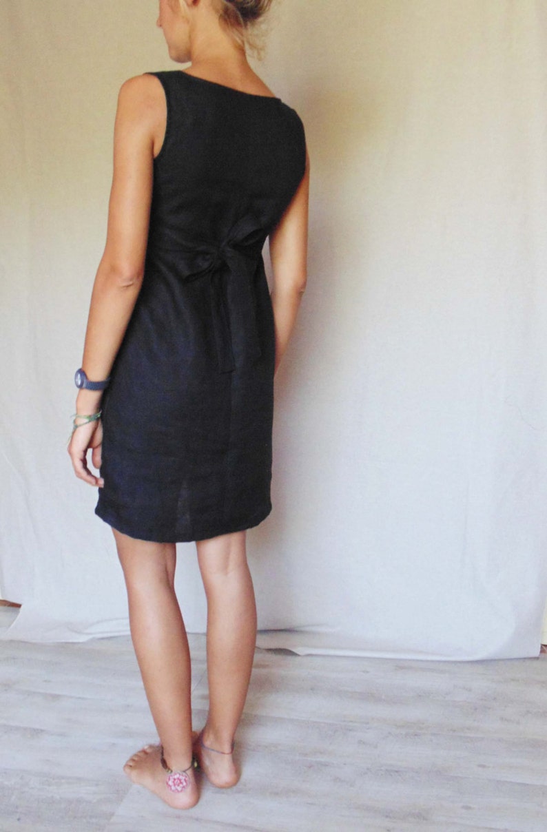 Little black dress short dress linen clothing day dress | Etsy