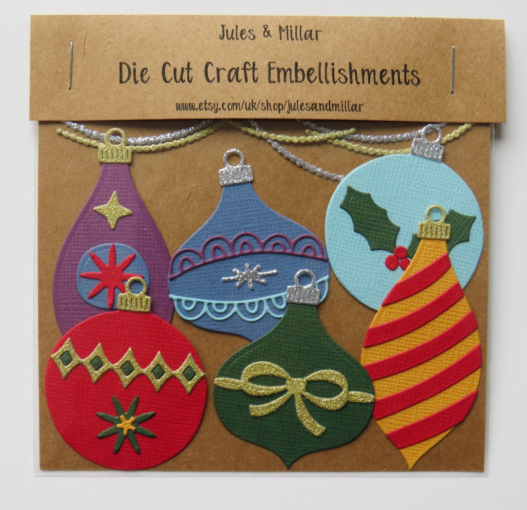 Christmas Baubles Diecut Embellishments Pack of 6 for Etsy UK