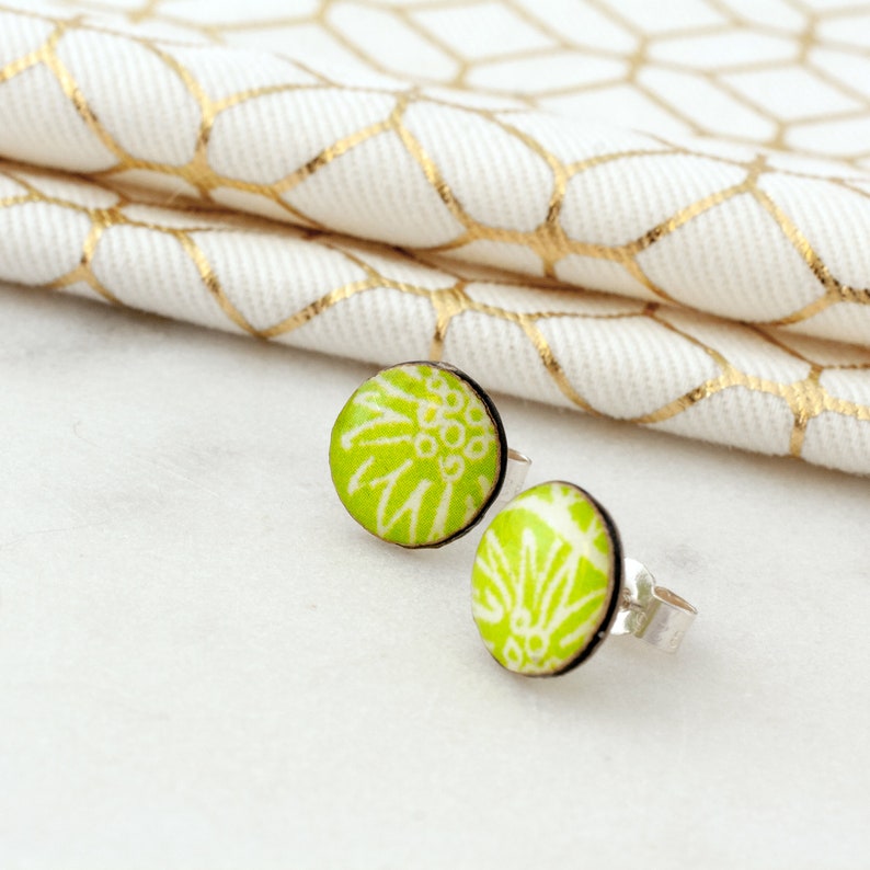 Lime Green Stud Earrings Letterbox Gift for Girlfriend Etsy