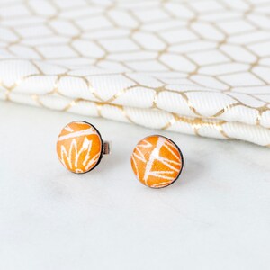 Sterling silver orange stud earrings, letterbox gift or first anniversary gift image 1