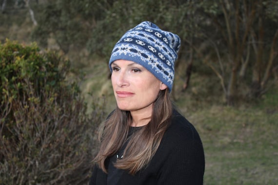 Hand knit wintery town beanie Pointy Wool Fisherman Beanie – Norwegian Hand-Knit | The  main image 4