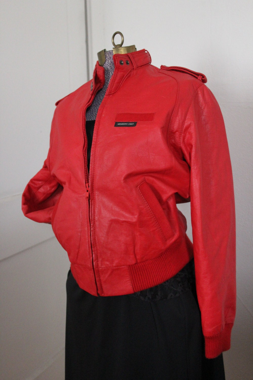 Michael Jackson Thriller Style Red Leather Members Only Jacket 