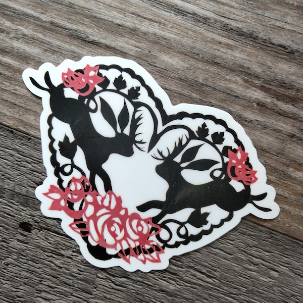 Scherenschnitte Jackalope Valentine Sticker