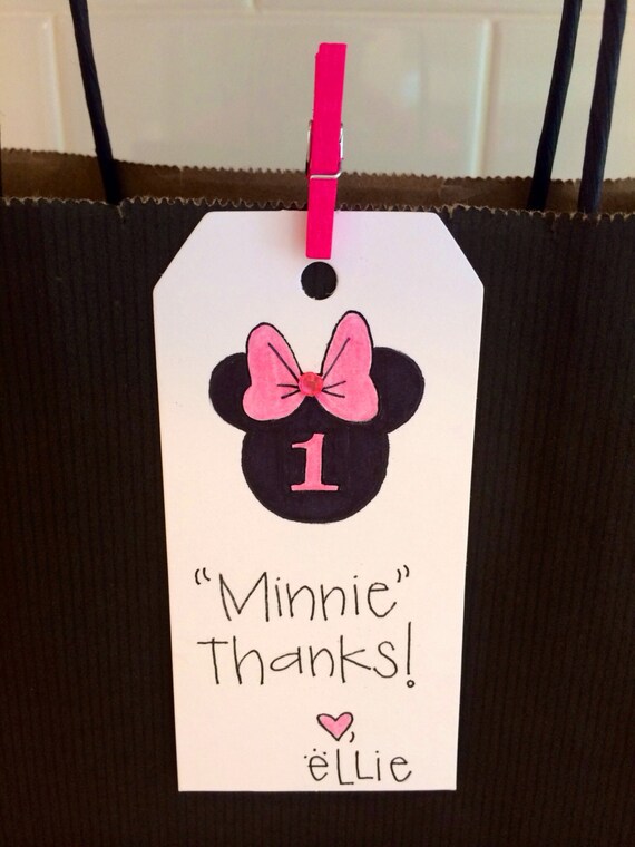 Items similar to Minnie Mouse Birthday Gift Tag | Thank you Card Tag ...