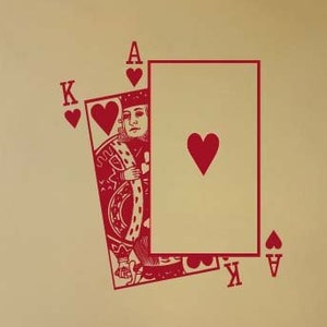King and Ace of Hearts Playing Card Poker Blackjack Vinyl Wall Sticker Decal