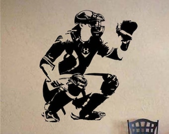 Baseball Catcher Vinyl Wall Sticker Decal 42"h x 37"w