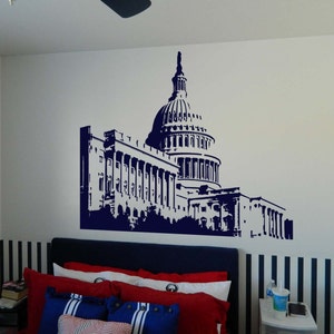 Capitol Building Washington DC Senate Vinyl Wall Sticker Decal 48&quot;h x 64&quot;w
