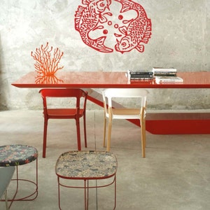 Asian Chinese Koi Fish Vinyl Wall Sticker Decal 33 in h x 48 in w