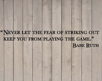 Babe Ruth Yankees Striking Out Baseball Wall Quote Sports Vinyl Sticker Decal