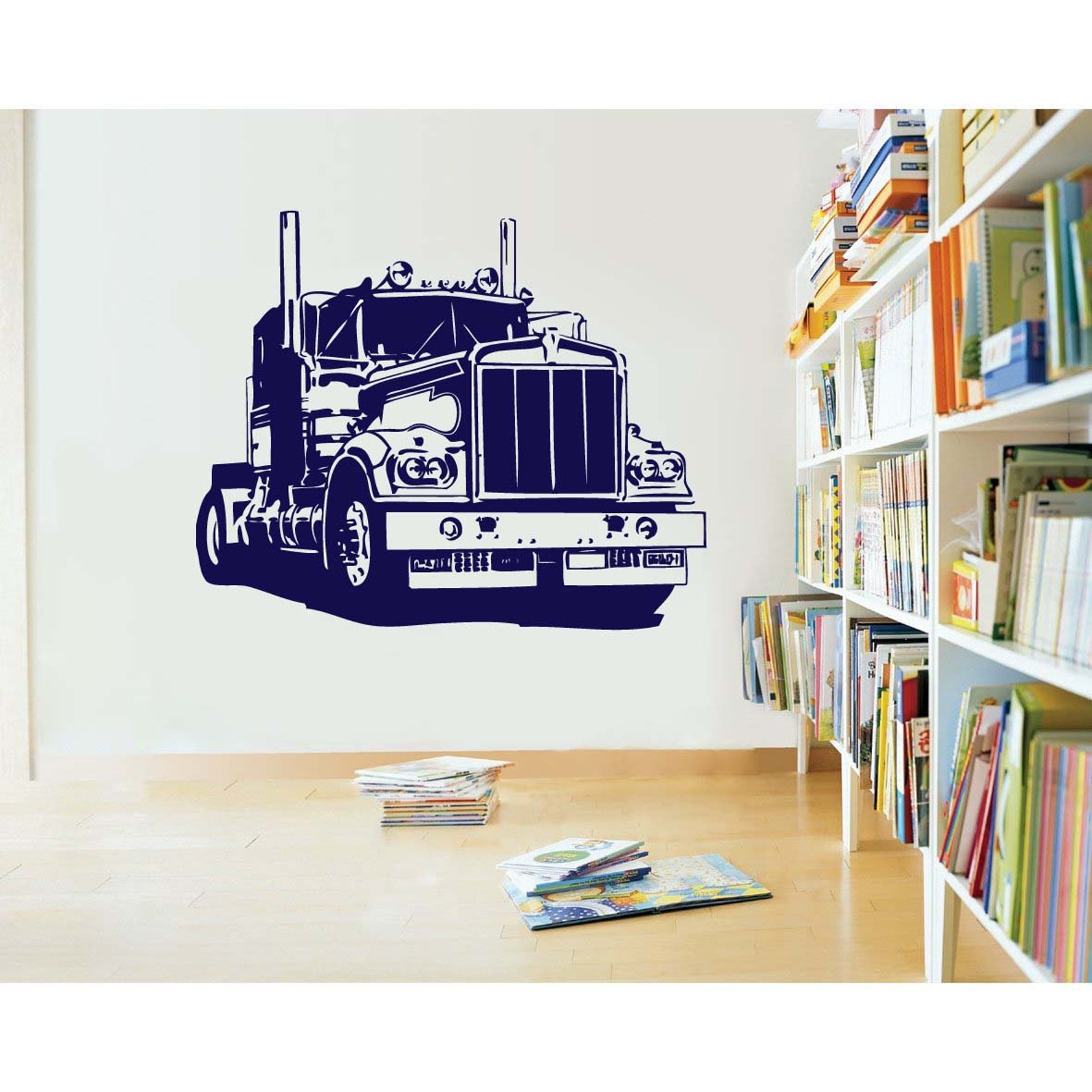 Large Semi Truck Vinyl Wall Sticker Decal Boys Room 48 in W X Etsy