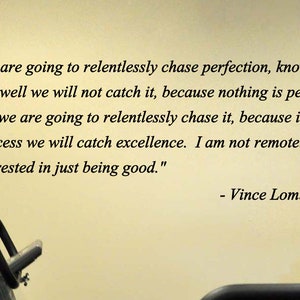 Vince Lombardi Inspirational Football Sports Quote Vinyl Wall Sticker Decal (h) 22&quot;h x 50&quot;w