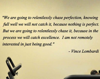 Vince Lombardi Inspirational Football Sports Quote Vinyl Wall Sticker Decal (h) 22"h x 50"w