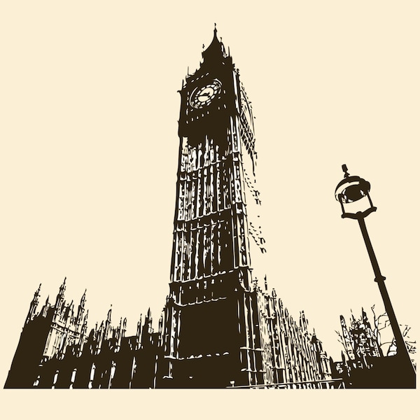 BIG BEN Londres Angleterre oeuvre vinyle autocollant mural décalcomanie 35 "h x 33" l