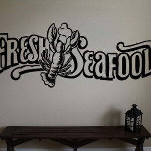 FRESH SEAFOOD Lobster Vinyl Wall Sticker Decal 16 in h x 40 in w