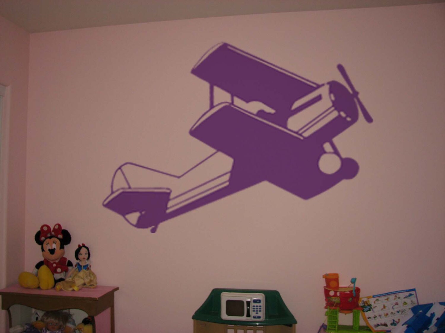 Biplane Airplane Plane Vinyl Wall Sticker Decal Kids Room 22"h X 33"w ...