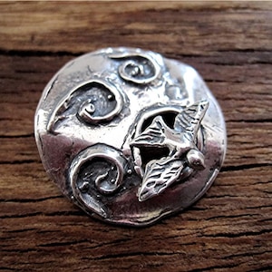 Handcrafted Artisan Hummingbird Sterling Silver Toggle Clasp (one)