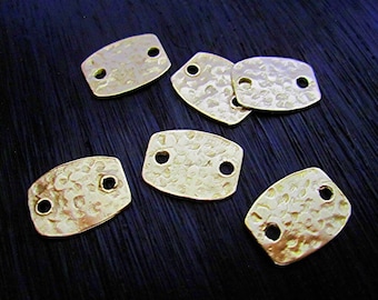 Gold Bronze Artisan Hammered Textured Tab Jewelry Links and Earring Charms (one link)