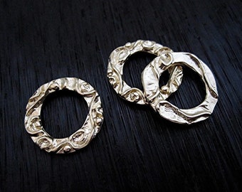 Beautifully Designed Gold Bronze Textured Jewelry Links and Connectors (one link)