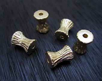 Perle de bijouterie concave texturée artisanale, bronze doré et curseur (un) (N)