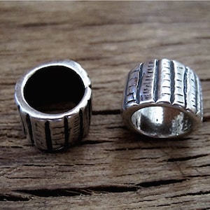 Handmade Sterling Silver Textured Jewelry Bead and Slider (one bead)