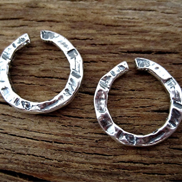 Rustic Organic Textured Sterling Silver Round Open Jump Rings (set of 2)