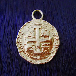 Gold Bronze Spanish Coin Replica Charm and Pendant one image 1