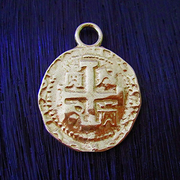 Gold Bronze Spanish Coin Replica Charm and Pendant (one)