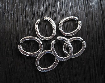 Rustic, Textured, Artisan, Sterling Silver Open Jump Ring (set of 6)