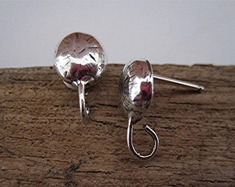 Artisan, Sterling Silver, Handmade Earring Post with Hook (one pair)