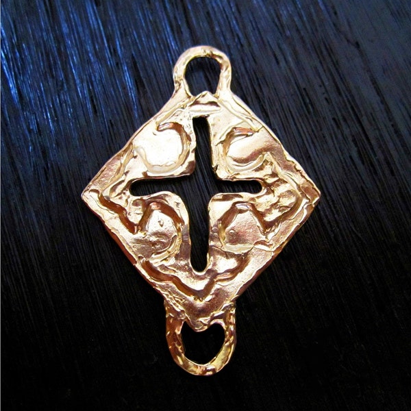 Gold Bronze Santa Fe Style Artisan Cutout Cross Bracelet and Necklace Link (one)