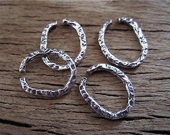 Medium, Organic, Textured, Sterling Silver, Handmade Open Jump Rings (set of 4)